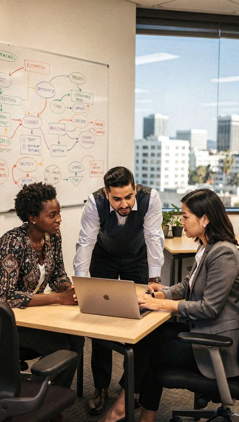 Diagram of a digital dashboard displaying key performance indicators for process improvement initiatives.